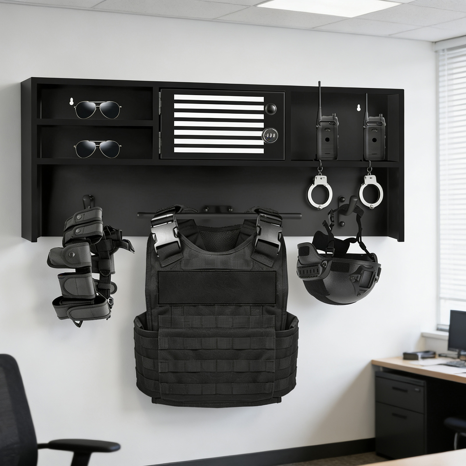 Cop Gear Rack Tactical Duty Gear Rack Decor, Police Wall Rack, Body Armor Stand ...