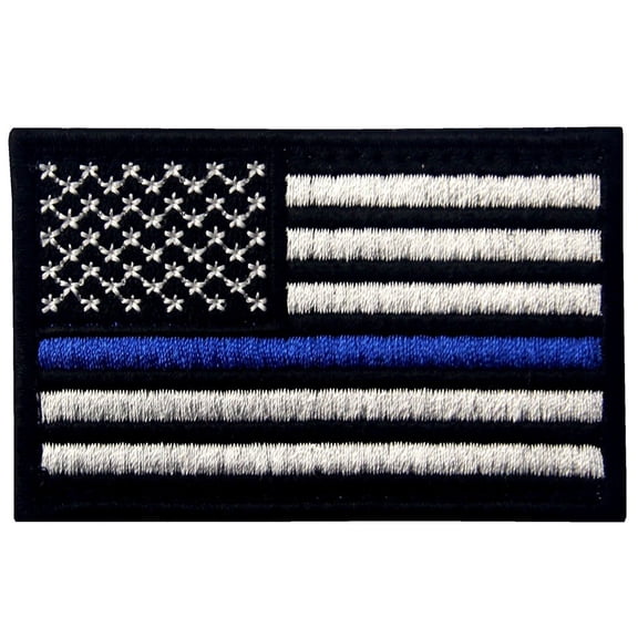 Tactical Embroidered Thin Blue Line Usa Flag Fastener Hook And Loop Patch