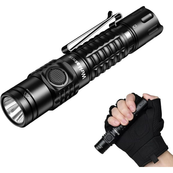 Tactical Flashlight 1600 High Lumens, USB-C Rechargeable LED Flashlights, 332M Long Throw Flash Light, IP68 Waterproof, Dual Switches and Constant Current Circuit for Home Camping Hiking