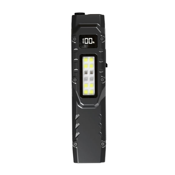 Tactical Flashlight 2 LED Main Light 8 White 2 Red 2 Violet 1200 Lumens 200M Range USB C Rechargeable 1000mAh IPX44 Waterproof Digital Display Pen Holder Banknote Inspection