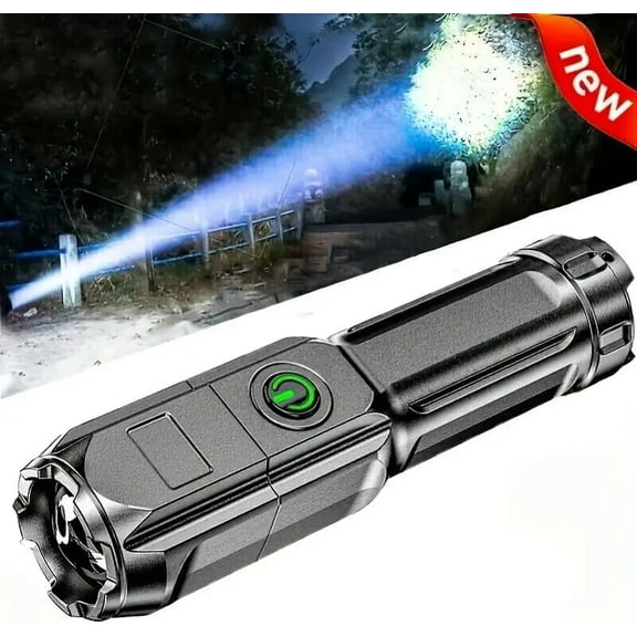 Tactical Flashlight, 2000 Lumens Super Bright Zoomable Flashlight - IPX5 Waterproof, Rechargeable, Long Lasting - for Camping, Hiking, Hunting, Fishing & Emergency Kits