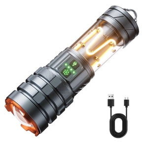 Tactical Flashlight High Lumens Rechargeable 5000mAh, 5000 Lumens LED Flashlight for Camping, Emergency, Hiking - Waterproof, 11 Modes, Zoomable, USB-C Charging, Digital Display, Durable Aluminum