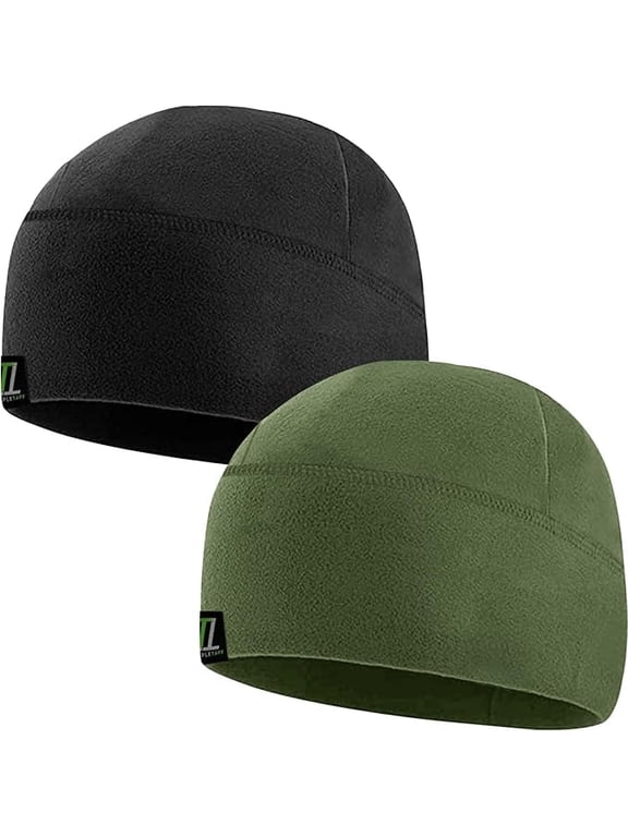Winter Fleece Watch Cap Beanie – Skull Cap Fleece Hat - Mens & Women - One Size - Includes Black & Od Green