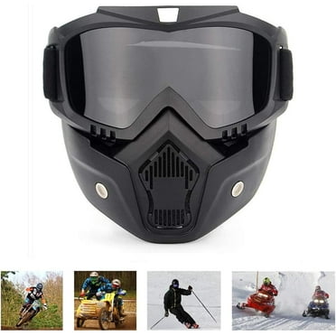 Tactical Full Face Mask Anti-fog,Vintage Harley Windscreen Mask ATV Motocross Eyewear Riding Off-Road Goggles Mask + Reinforced Gray Lenses