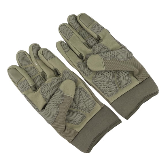 Tactical Full Finger Climbing Gloves with Padded Palm, Shock-Absorbing EVA Guard & Sensitive Touchscreen Fingertips for Outdoor Mountain Rappelling (Green, Size M, 10.6 inches / 27 cm)