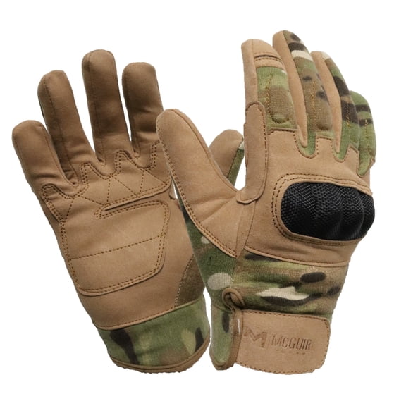 McGuire Gear Full Finger Gloves – Knuckle Outdoor Gloves, Multicam Small - Made in USA
