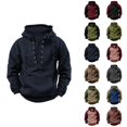 thumbnail image 1 of Tactical Hoodie for Men 2025 Fall Winter Long Sleeve Lace Up Plain Hooded Sweatshirt with Pockets Pullover Tops, 1 of 1