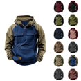 thumbnail image 1 of Tactical Hoodie for Men 2025 Fall Winter Long Sleeve Lace Up Plain Hooded Sweatshirt with Pockets Pullover Tops, 1 of 1