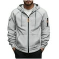 thumbnail image 1 of Hoodies For Men Full Zip Up Cargo Sweatshirts Drawstring Hooded Zipper Sweater Long Sleeve Casual Tops Outwear (XL, Gray), 1 of 5