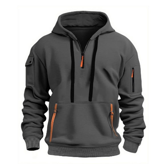 Tactical Hoodies For Men Quarter Zip Pullover Vintage Workout Hoodies With Pockets Military Tactical Sweatshirt