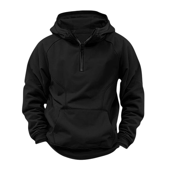Tactical Hoodies for Mens Multi-Functional Long Sleeve Sweatshirt Athletic Stretch Ultra Soft Textured Pullover Sweater Blouses Half Zip Casual Warm Blouse with Pockets