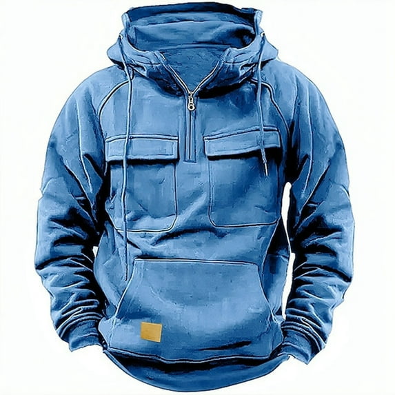 Tactical Hoodies for Men 2024 Full Zip Pullover Vintage Sweatshirt Casual Long Sleeve Cargo Hoodies with Pocket Fashion Solid Winter