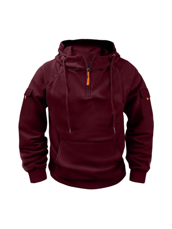 Tactical Hoodies for Men Quarter Zip Up Cargo Pullover HoodED Workout Gym Men Fashion Outdoor Hoodie