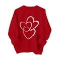 thumbnail image 1 of Women's Valentine Sweatshirts Love Heart Long Sleeve Oversized Pullover Crewneck Spring Warm Clothes Deep Red 2XL, 1 of 8
