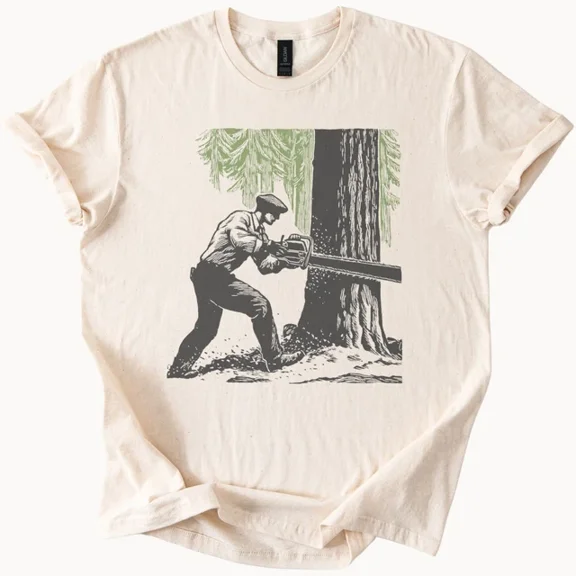 Tactical Hunter Graphic Tee Woodcut Style Est Hunting Design Natural Size S-5Xl Heygategoo Tee