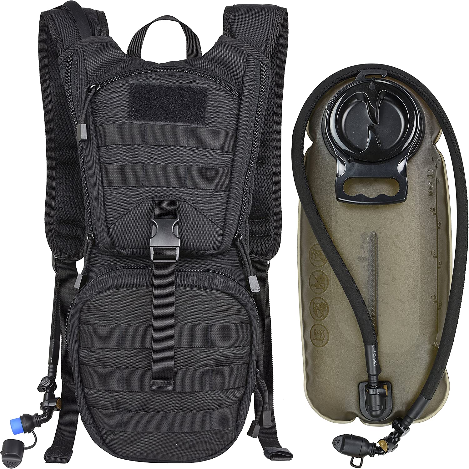 Tactical Hydration Backpack Pack with 3L BPA Free Water Bladder for Hiking, Climbing, Hunting - image 1 of 6