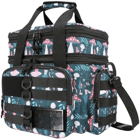 Tactical Lunch Bag for Men and Women  Large Insulated, Leakproof, Waterproof Cooler with Dual Compartments and Unique Mushroom Design$$Home Decor, Kitchen, & Other