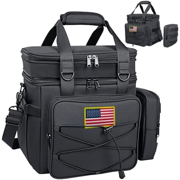 Tactical Lunch Box for Men, 20L Expandable Double Insulated Cooler Bag with Detachable Molle Pouches, Modern Tote for Adults, Waterproof and Leakproof for Work, Camping, Picnic, Hiking
