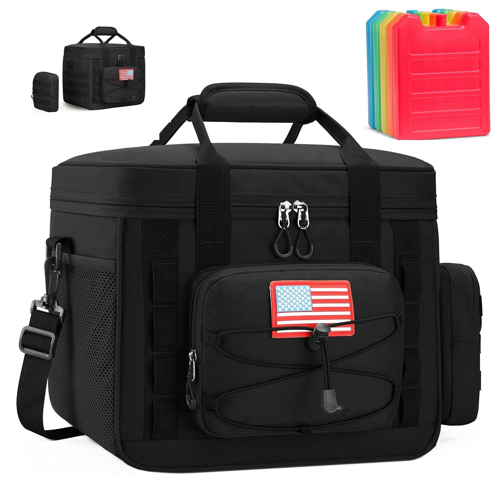 Tactical Lunch Box for Men with 5 Slim Ice Packs, 15L Insulated Cooler Bag with MOLLE Pouch