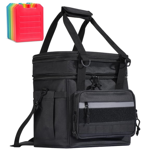 Tactical Lunch Box for Men with 5 Slim Ice Packs, Expandable 12-Hour Shift Cooler Bag for Construction