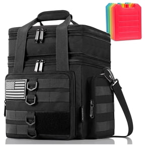 Tactical Lunch Box for Men with 5 Slim Ice Packs, Large Double Deck Insulated Bag for Work