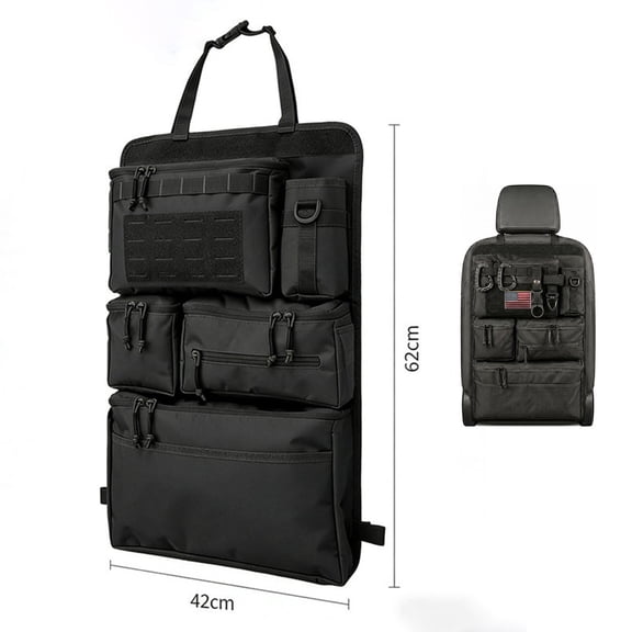 Tactical MOLLE Car Seat Back Organizer, Heavy Duty Backseat Storage Kit, Water-resistant fabric, Fits most truck, SUV, Jeep, Ford and Chevy seats.