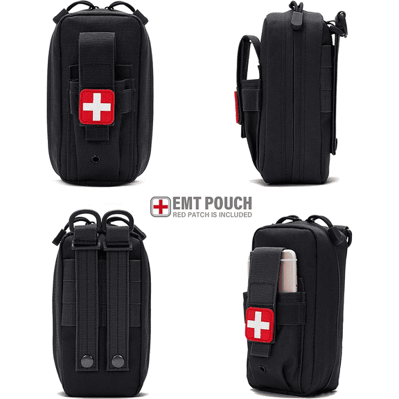 Tactical MOLLE Medical Pouch, Rip-Away EMT First Aid Pouch IFAK Trauma Kit Everyday Carry Survival Bag Include Cross Patch