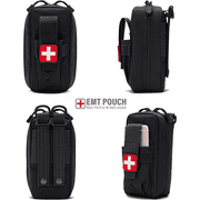 Tactical MOLLE Medical Pouch, Rip-Away EMT First Aid Pouch IFAK Trauma Kit Everyday Carry Survival Bag Include Cross Patch