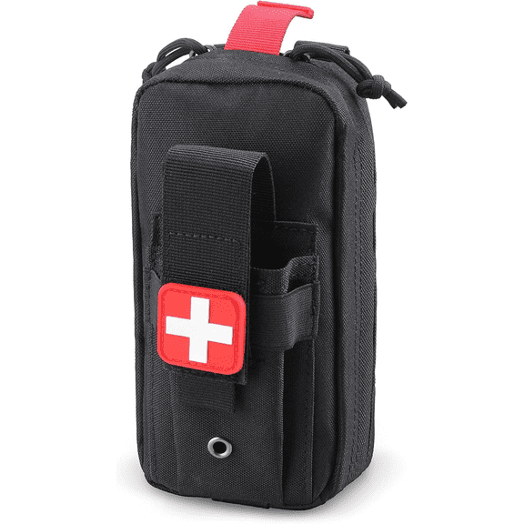 Tactical MOLLE Medical Pouch, Rip-Away EMT First Aid Pouch IFAK Trauma Kit Everyday Carry Survival Bag Include Cross Patch