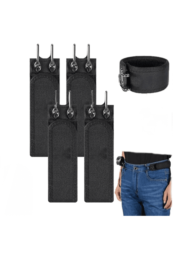 Tactical Metal Hook Elastic Belt, Buckle Less Belts, Metal Hook Elastic Belt for Work, Adjustable Magic Tape No Buckle EDC Band for Man Women