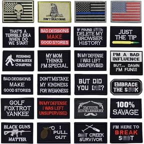 Tactical Morale Embroidered Patch - 24pcs Military Funny Slogan Hook and Loop Patches for Cap,Bag,Backpack,Vest,Hat,Helmet,Gear,Uniforms