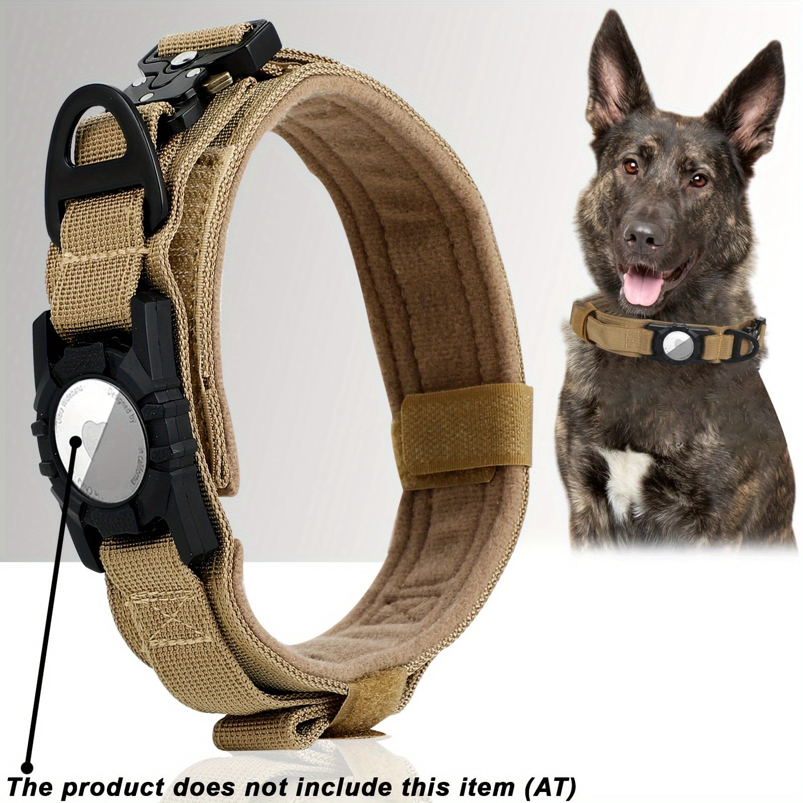 Tactical Nylon Dog Collar with GPS Holder, Adjustable Military-Style ...