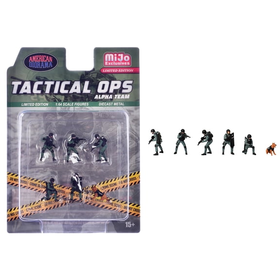 "Tactical Ops Alpha Team" 6 piece Diecast Figure Set (6 Figures) Limited Edition for 1/64 Scale Models by American Diorama