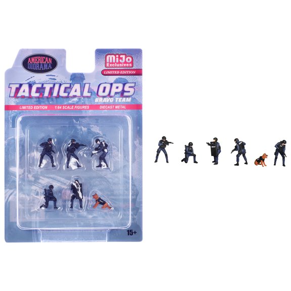 "Tactical Ops Bravo Team" 6 piece Diecast Figure Set (6 Figures) Limited Edition for 1/64 Scale Models by American Diorama