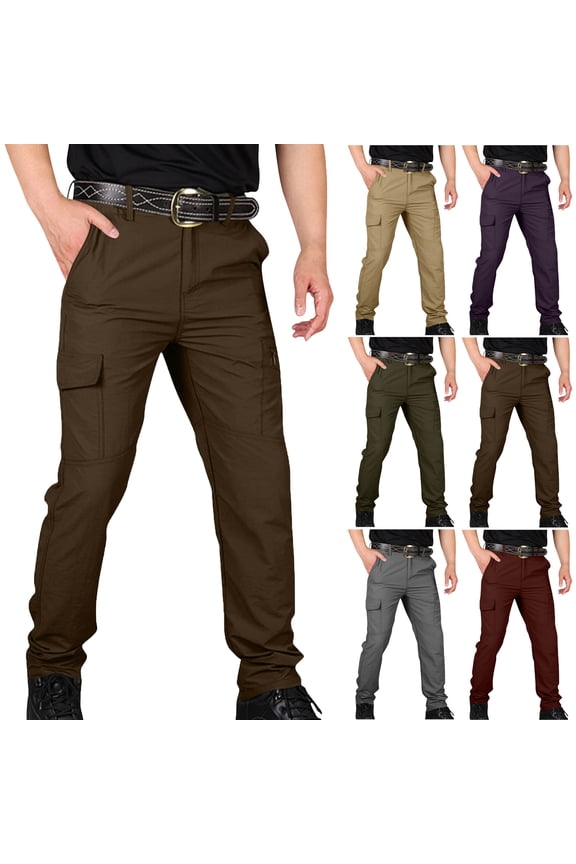 Tactical Pants for Men Water Resistant Hiking Cargo Pants with Elastic Waist Multi Pockets Stretch Waterproof Quick Dry Work Pants Relaxed Fit Available in Plus Size S-XXXXL