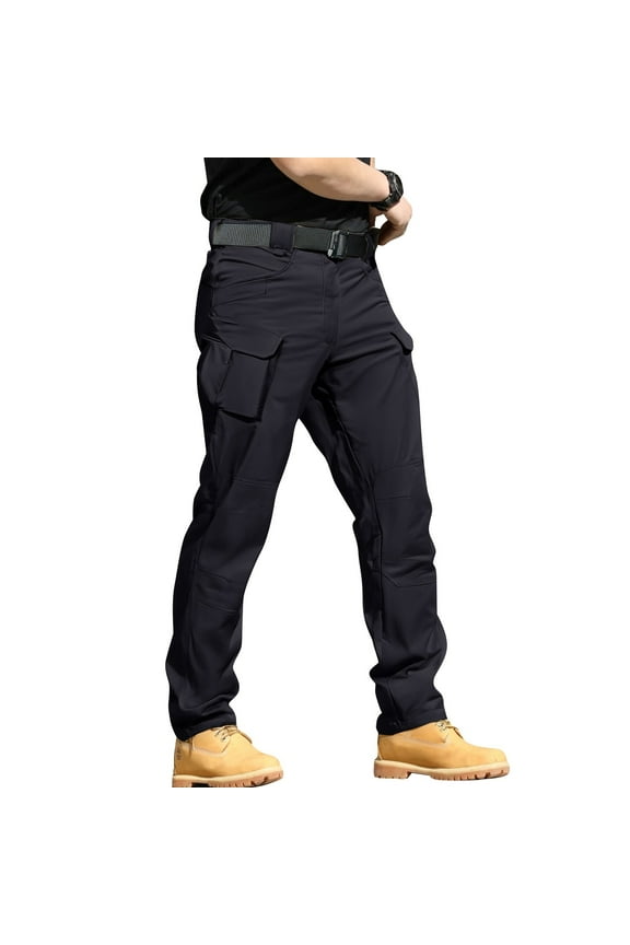 Tactical Pants for Men Cargo Pants for Men Relaxed Fit Casual Work Hiking with Multi Pockets‌ 01-Black L