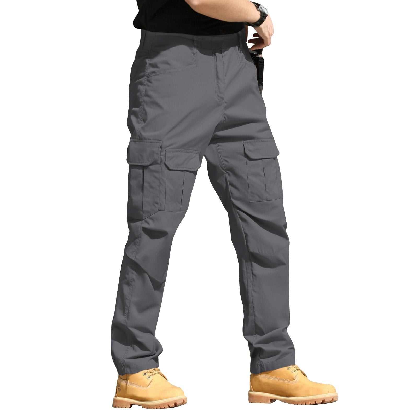 Tactical Pants for Men Cargo Pants for Men Relaxed Fit Casual Work Hiking with Multi Pockets 09-Gray L
