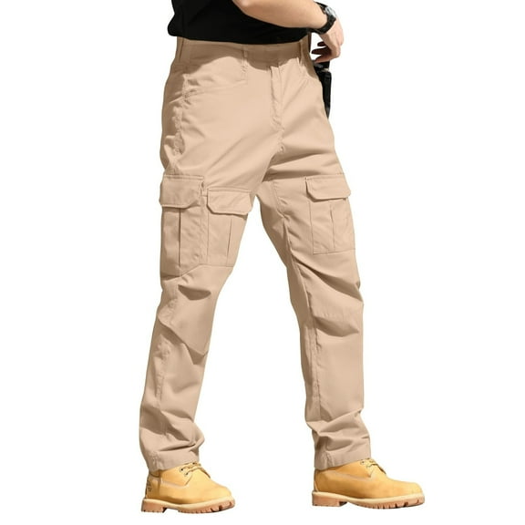 Tactical Pants for Men Cargo Pants for Men Relaxed Fit Casual Work Hiking with Multi Pockets‌ 10-Khaki 3XL