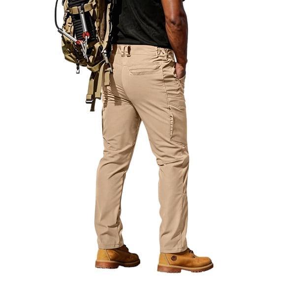 Tactical Pants for Men Cargo Work Pants Durable Ripstop with Pockets Outdoor Water Resistant Hiking Working Construction Pants Khaki S