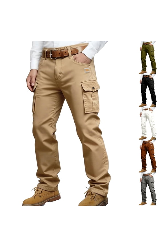 Tactical Pants for Men Khaki Cargo Twill Sweatpants Ripstop Military Work Hiking Pants Heavyweight with Multic Pocket