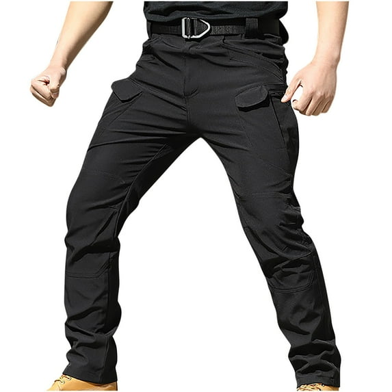 zejinsd Tactical Pants for Men Men's Outdoor Solid Color Pocket Slim Pants Full Length Pants Zipper Pockets Full Length Lightweight Hiking Travel Pants