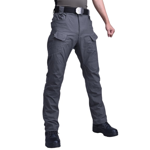 Tactical Pants for Men Outdoor Waterproof Travel Pants Relaxed Fit Trousers Rip-Stop  Work Cargo Pants with Multi Pockets gray Medium