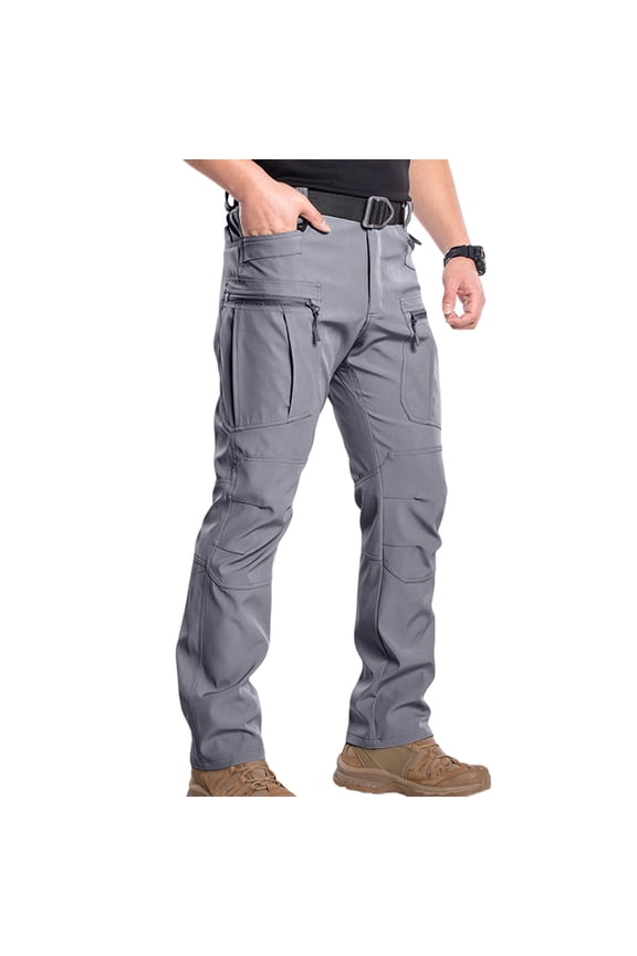 Tactical Pants for Men Quick Dry Military Cargo Pant Light Stretch Outdoor Work Hiking Pants with Zipper Pockets Gray 3XL