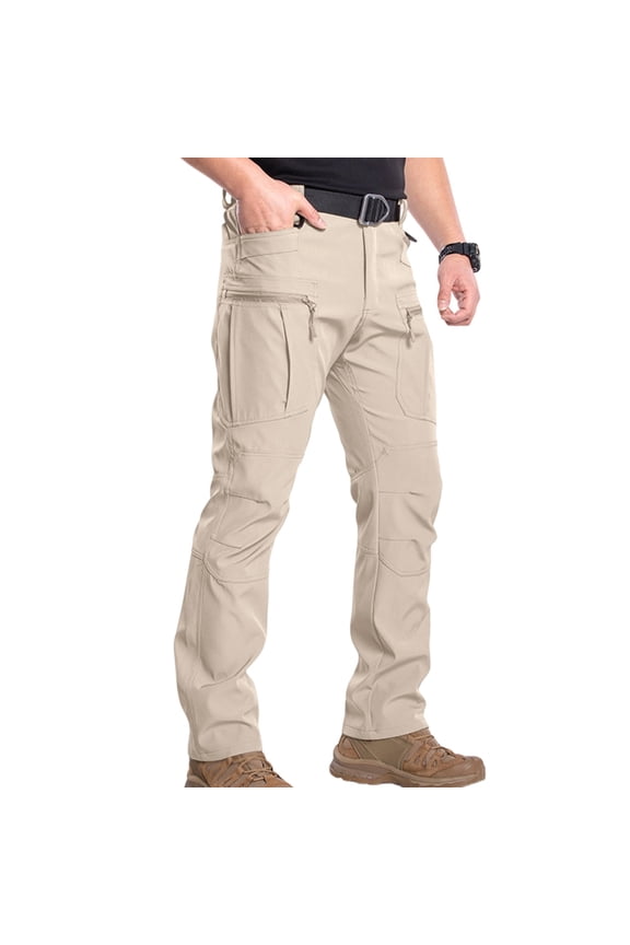 Tactical Pants for Men Quick Dry Military Cargo Pant Light Stretch Outdoor Work Hiking Pants with Zipper Pockets Khaki XL
