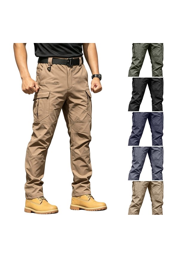 Tactical Pants for Men Straight Leg Waterproof Work Cargo Pants Ripstop Athletic Stretch Trendy Tactical Pants with Multiple Pockets Earthy Yellow XL