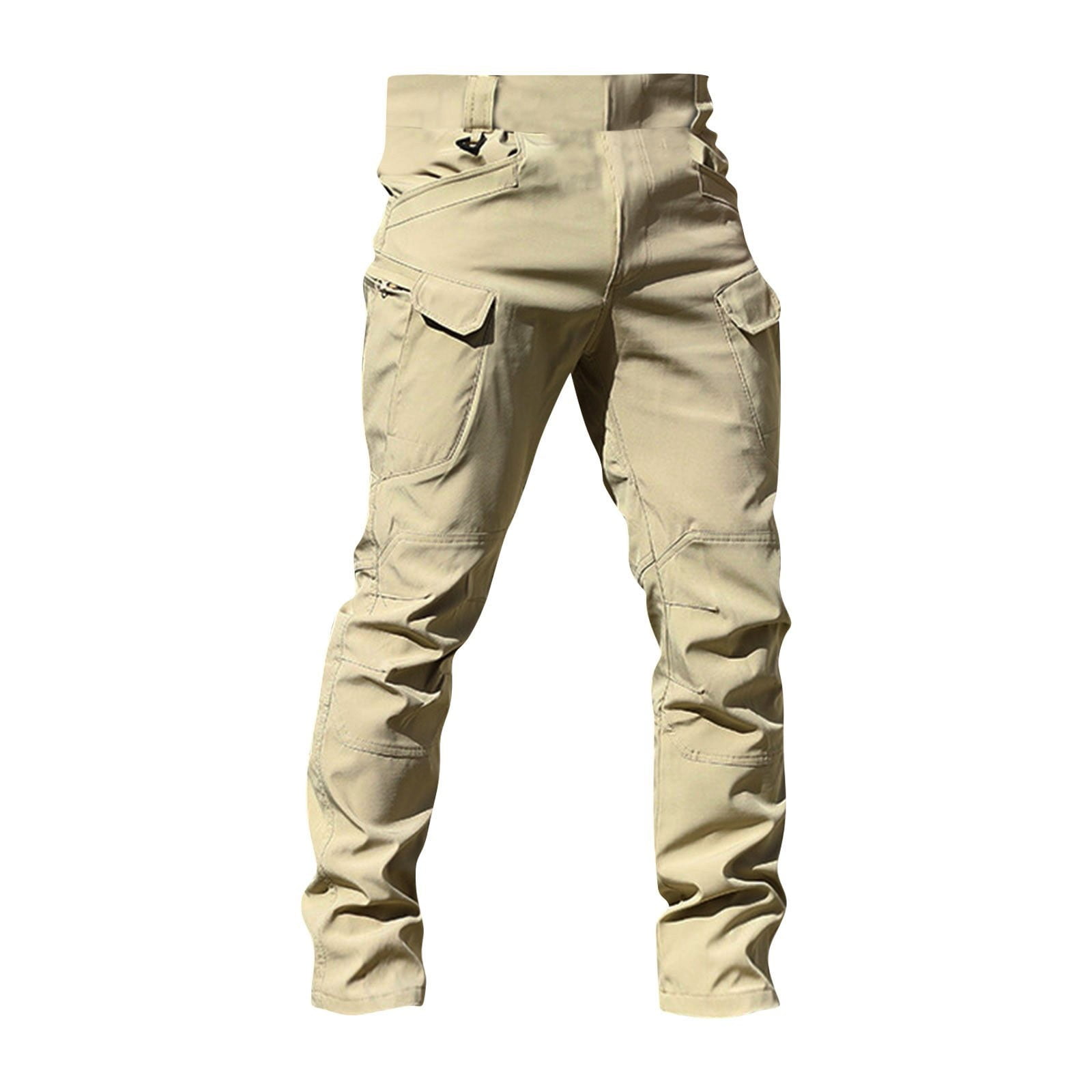 Men's Tactical Cargo Work Pants – Ripstop Water-Resistant, 9 Pockets, Elastic Waist (No Belt)