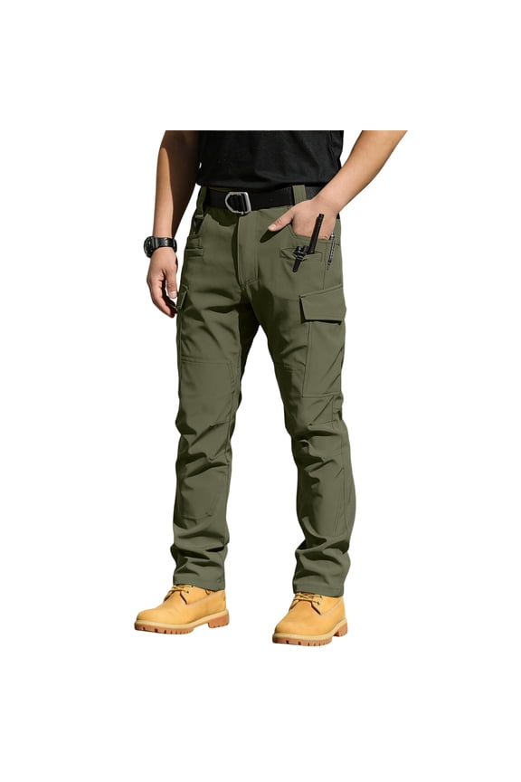 Tactical Pants for Men Water Resistant Ripstop Cargo Pants Multifunction Work Hiking Pants Outdoor Apparel Army Green S