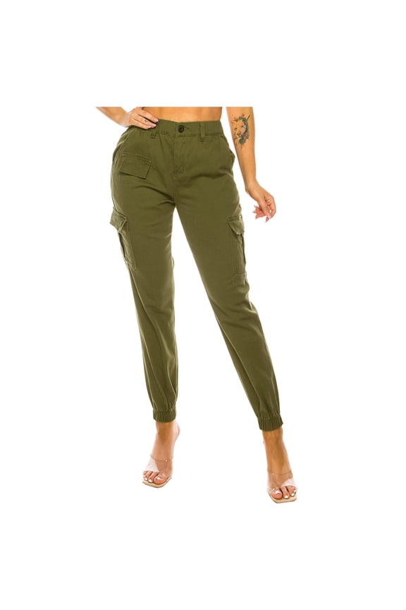 Tactical Pants for Women Slim Fit Stretch Cargo Pants Low Waist Button Bound Feet Trousers Multi-pocket Ripstop Pants