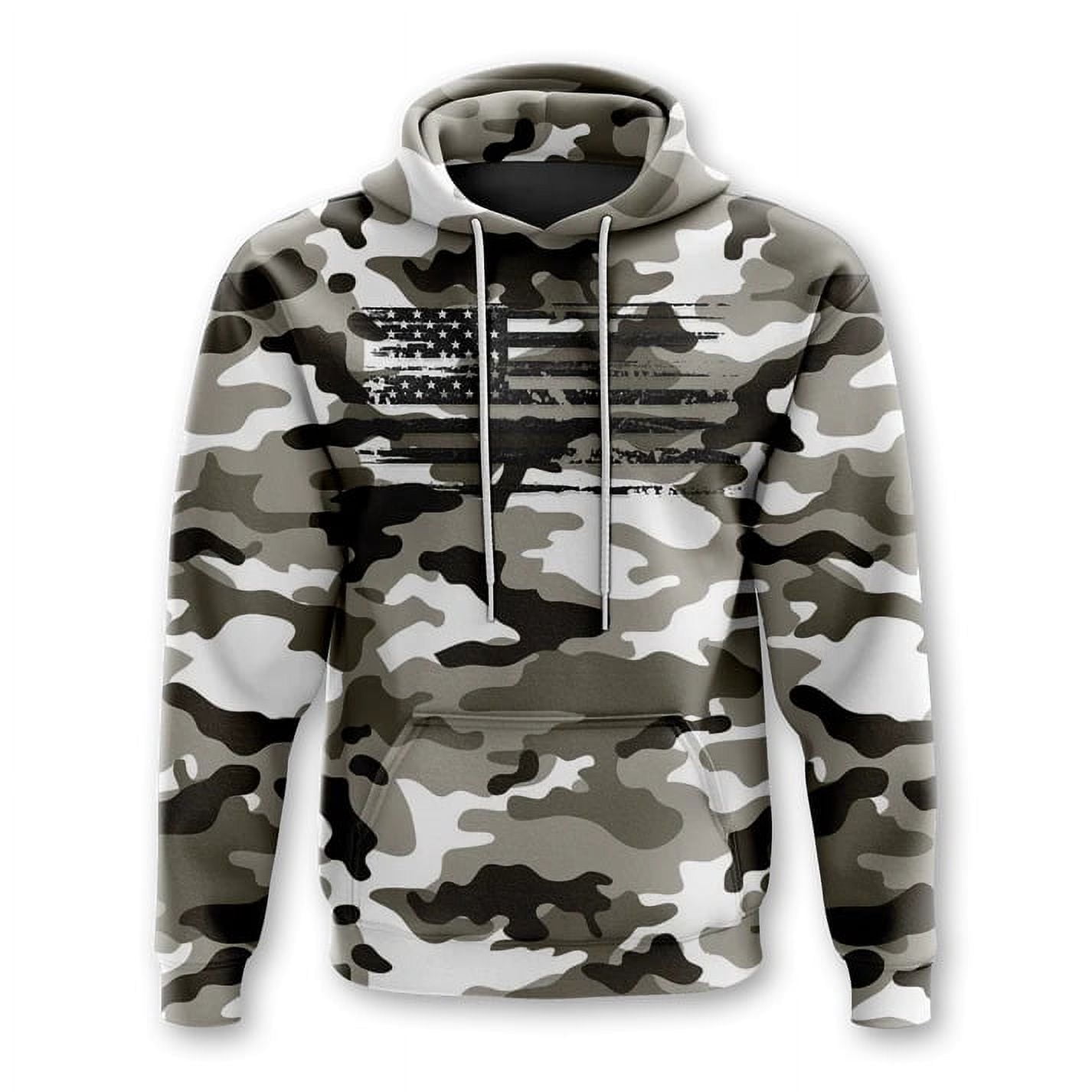 Camo hoodie with american flag sale