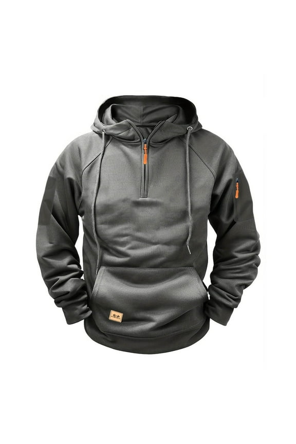 Tactical Quarter Zip Hoodie Men Military Fleece Lined Cargo Workout Hooded Sweatshirt Winter Gym Jacket Big Tall Pullover with Pockets Long Sleeve Athletic Outdoor Coat